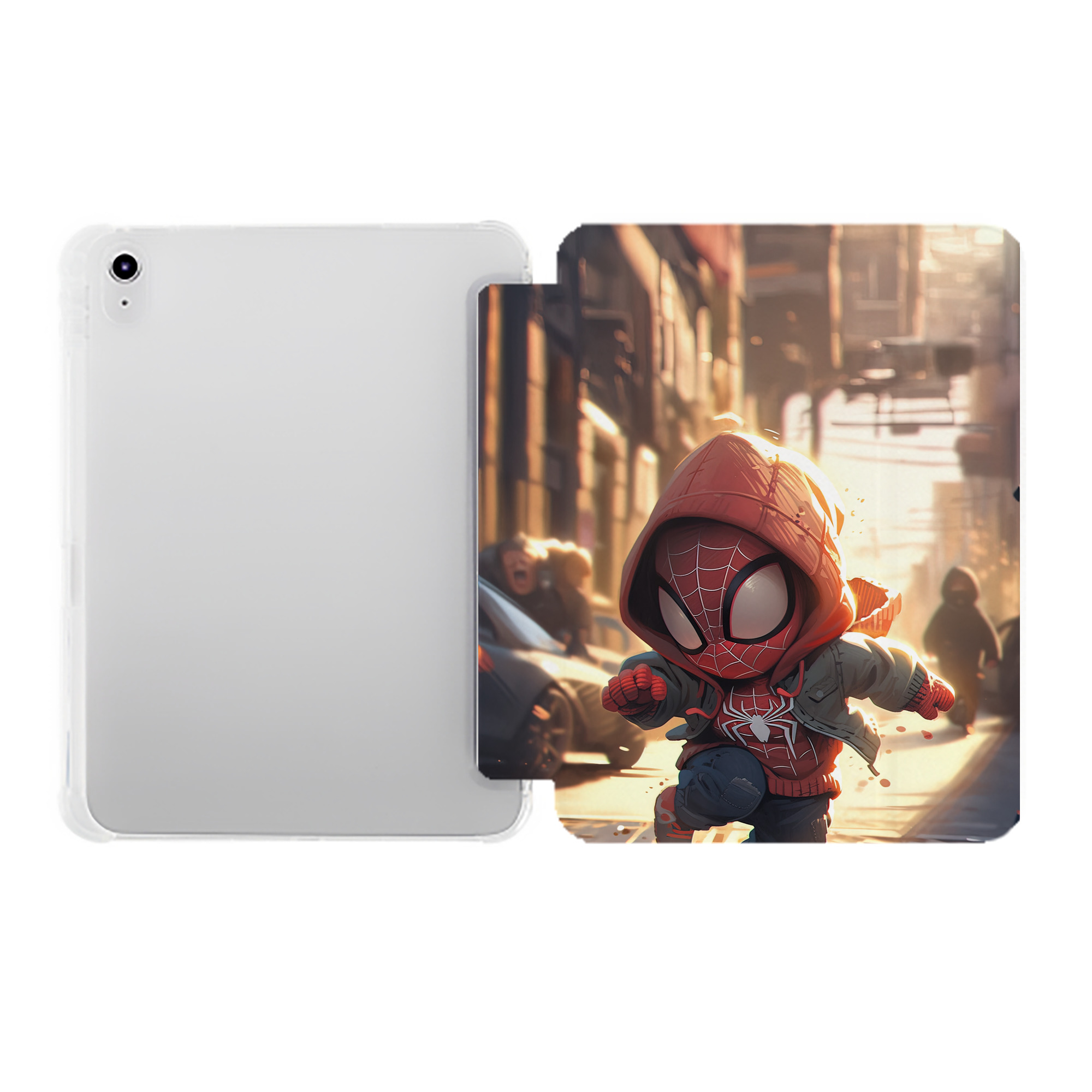 （画像用） Spider Man スパイダーマン IPad ケース ペン収納付き 三つ折りスタンド PUレザー×シリコン 対応機種9.5/10.5/10.9インチ